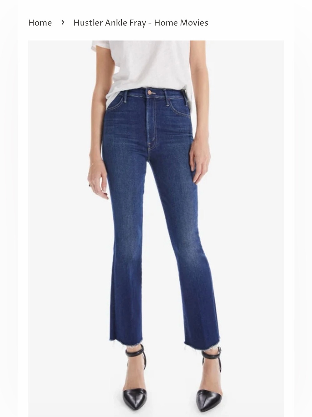 Mother denim  Hustler Ankle Fray Jeans - Dark Blue wash Home Movies
